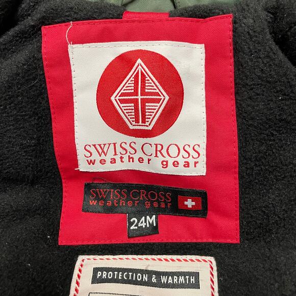 Swiss Cross Weather Gear Baby Boys Green Puffer Coat Faux Fur Trim Hood 24M - Picture 6 of 10